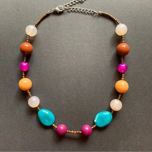Colorful Glass & Acrylic Bead Necklace - Picture 2 of 6